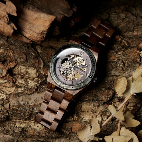 Montre Mécanique En Bois Homme Artisanat Naturel - vue 2 - Montrelio