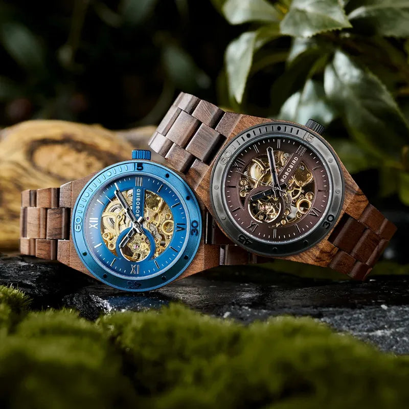 Montre Mécanique En Bois Homme Artisanat Naturel - vue 3 - Montrelio