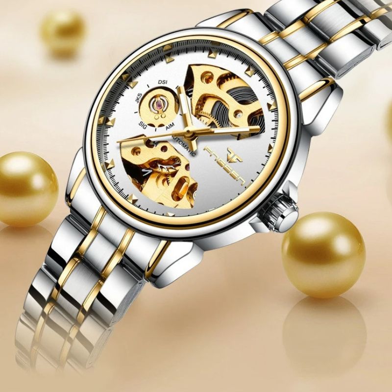 Montre mécanique femme Squelette Bicolore - vue 6 - Montrelio