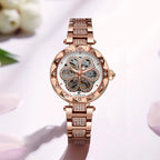 Montre Mécanique Femme Squelette Diamant Éclat Doré - vue 7 - Montrelio