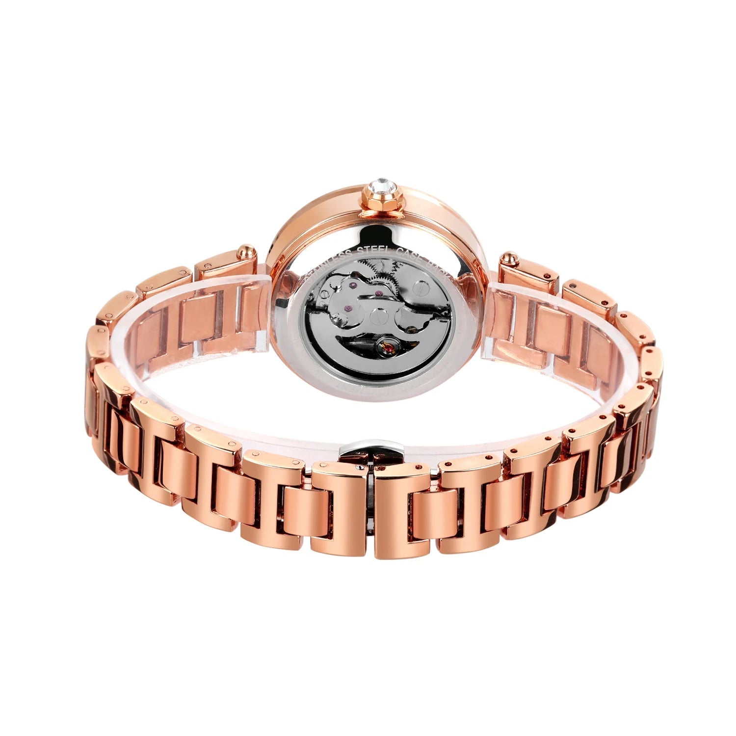 Montre Mécanique Femme Squelette Diamant Éclat Doré - vue 8 - Montrelio