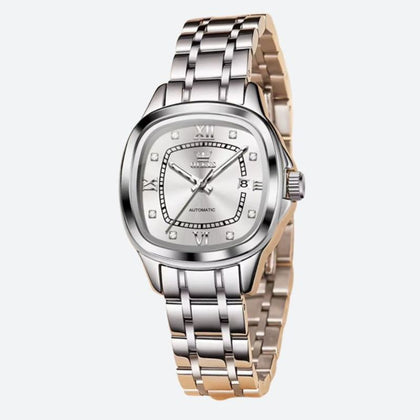 Montre mécanique femme Tonneau Bicolore