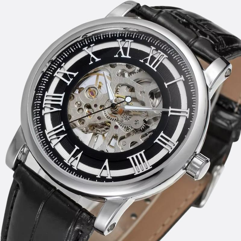 Montre Mécanique Homme à Chiffres Romains, Remontage Manuel - vue 1 - Montrelio