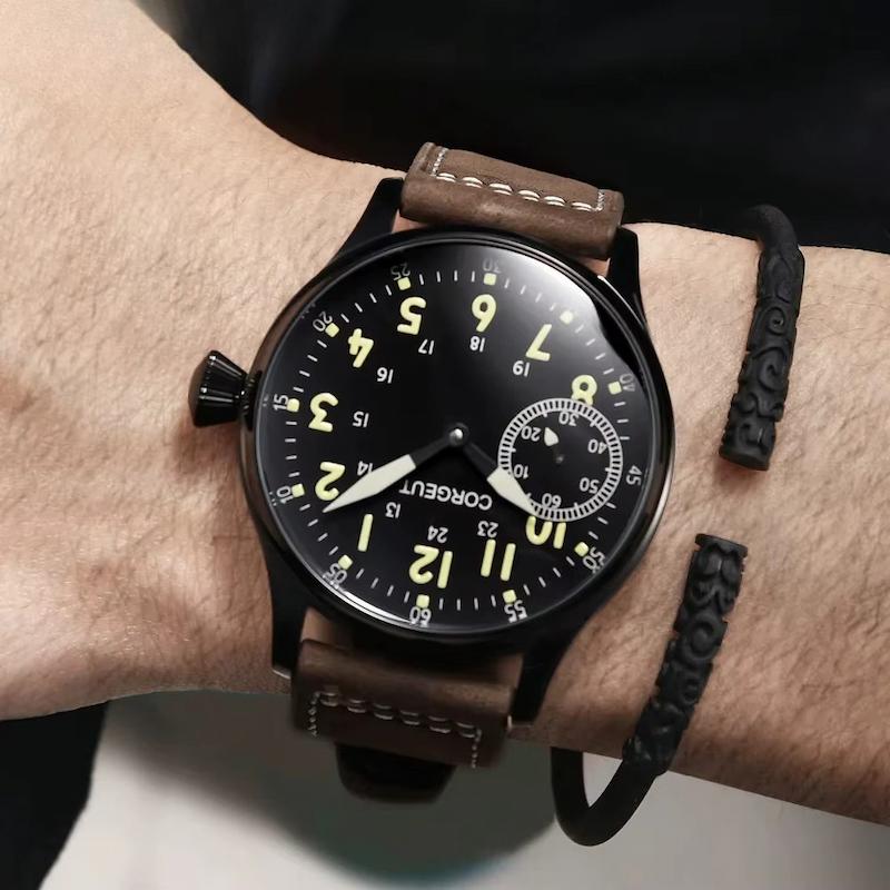 Montre mécanique homme à remontage manuel, Style aviateur classique - vue 3 - Montrelio
