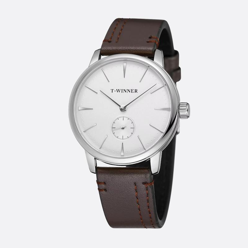 Montre Mécanique Homme Bracelet Cuir, Remontage Manuel - vue 1 - Montrelio