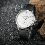 Montre Mécanique Homme Bracelet Cuir, Remontage Manuel - vue 4 - Montrelio
