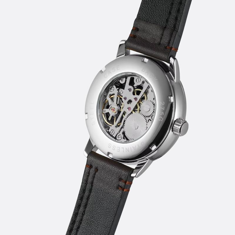 Montre Mécanique Homme Bracelet Cuir, Remontage Manuel - vue 5 - Montrelio