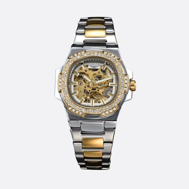 Montre mécanique squelette homme en acier inoxydable - vue 1 - Montrelio