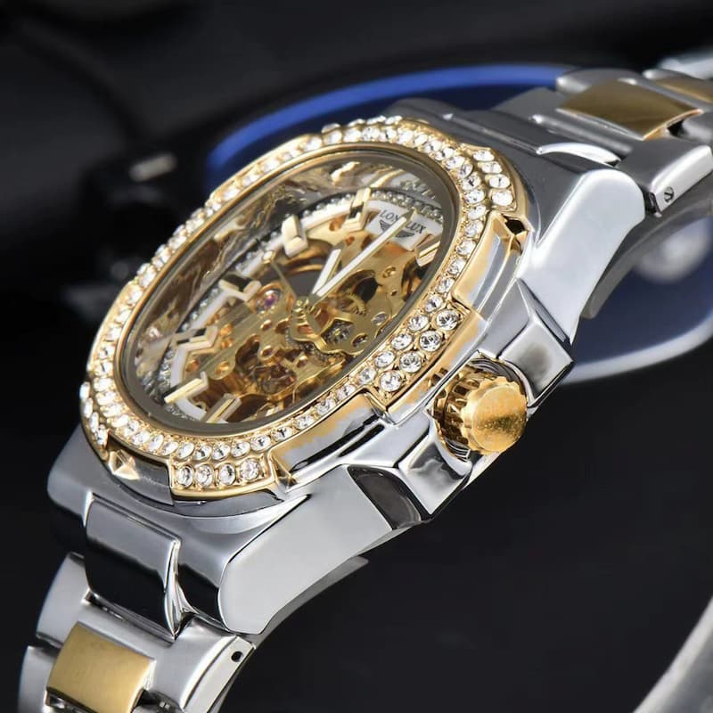 Montre mécanique squelette homme en acier inoxydable - vue 4 - Montrelio