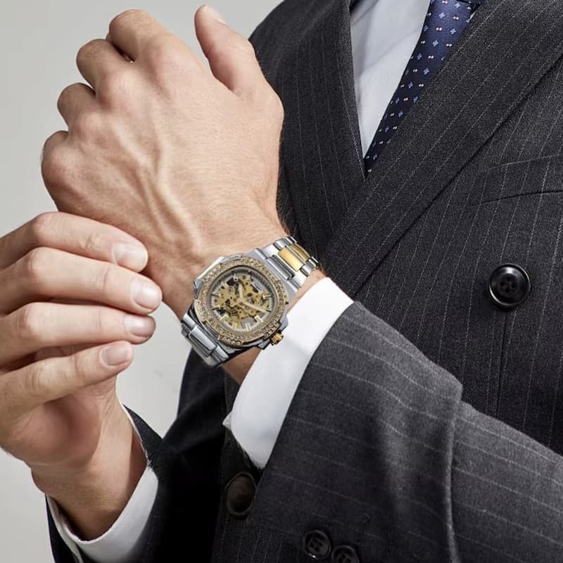 Montre mécanique squelette homme en acier inoxydable - vue 5 - Montrelio