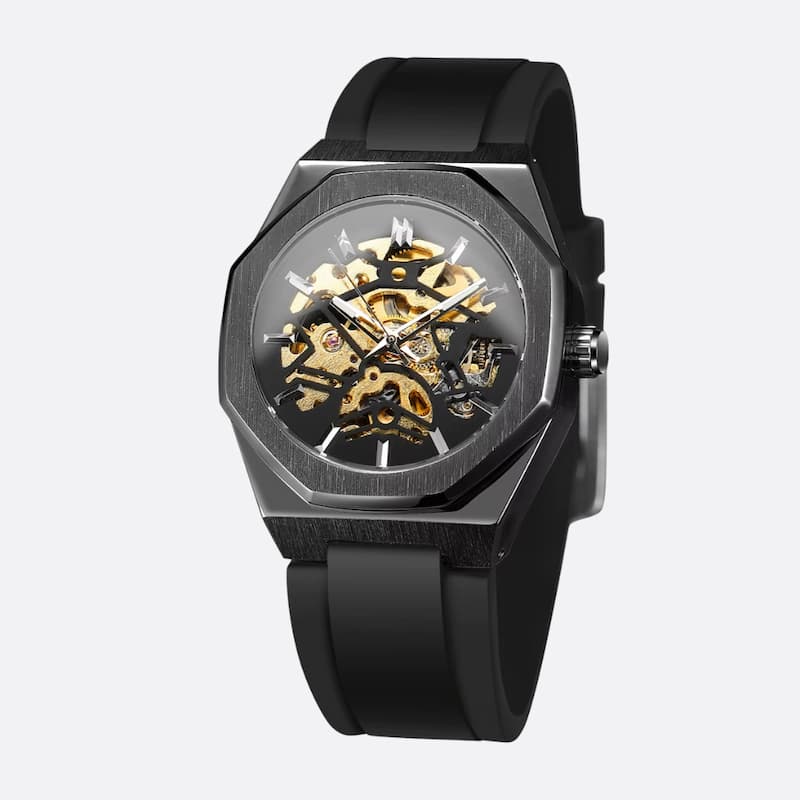 Montre mécanique squelette homme octogonale en acier inoxydable - vue 3 - Montrelio