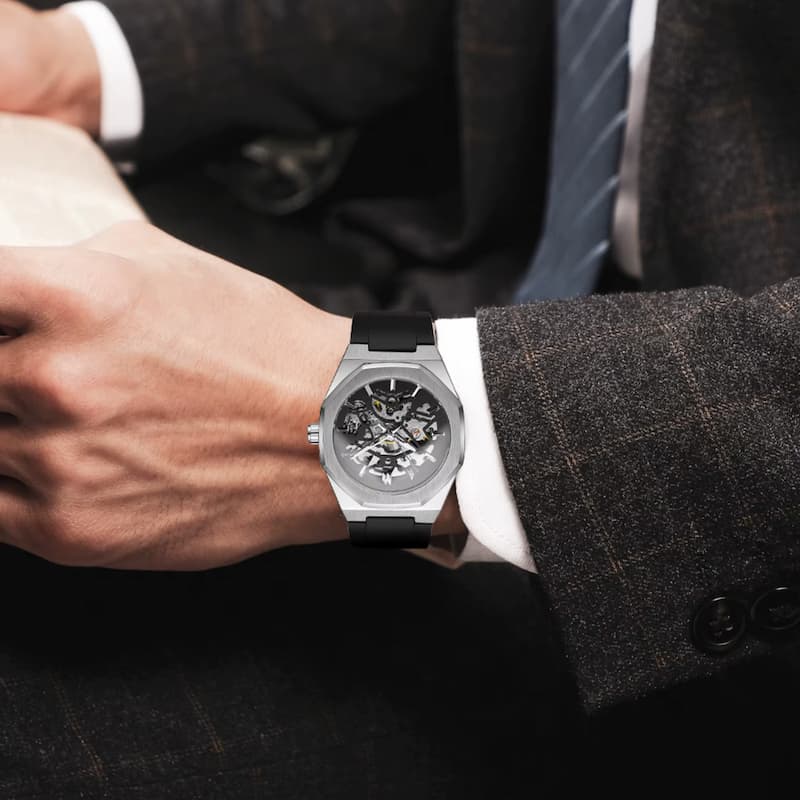 Montre mécanique squelette homme octogonale en acier inoxydable - vue 4 - Montrelio