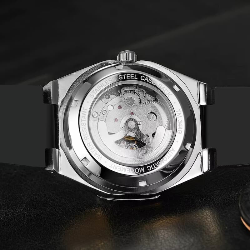 Montre mécanique squelette homme octogonale en acier inoxydable - vue 5 - Montrelio