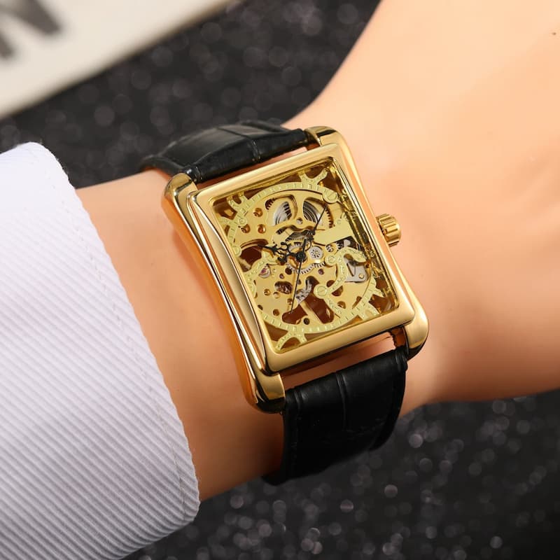 Montre mécanique squelette pour homme carrée - vue 2 - Montrelio