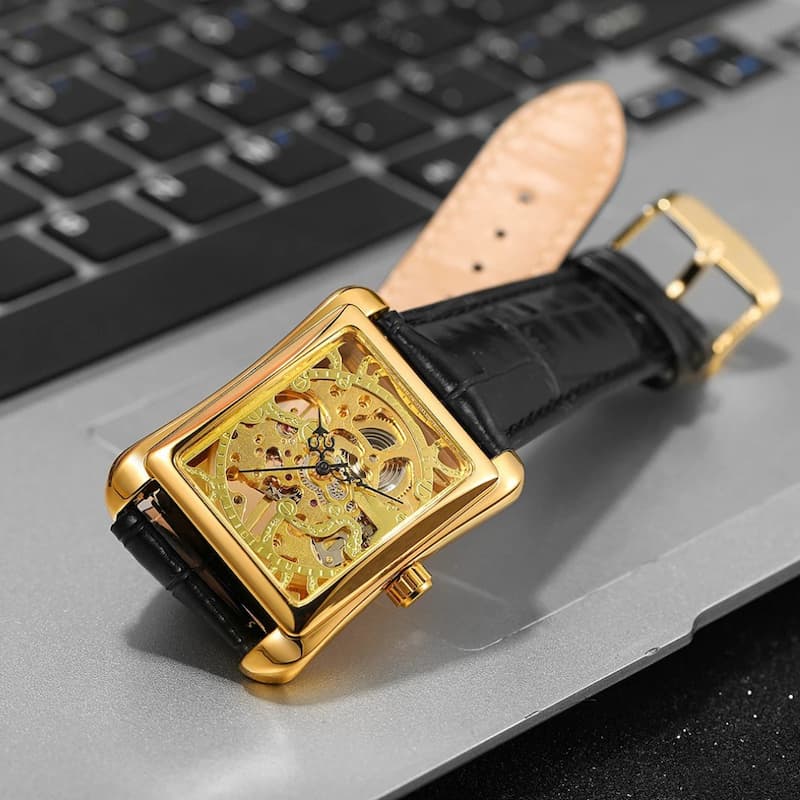 Montre mécanique squelette pour homme carrée - vue 5 - Montrelio