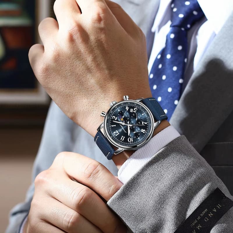 Montre militaire chronographe homme avec bracelet nylon - vue 5 - Montrelio
