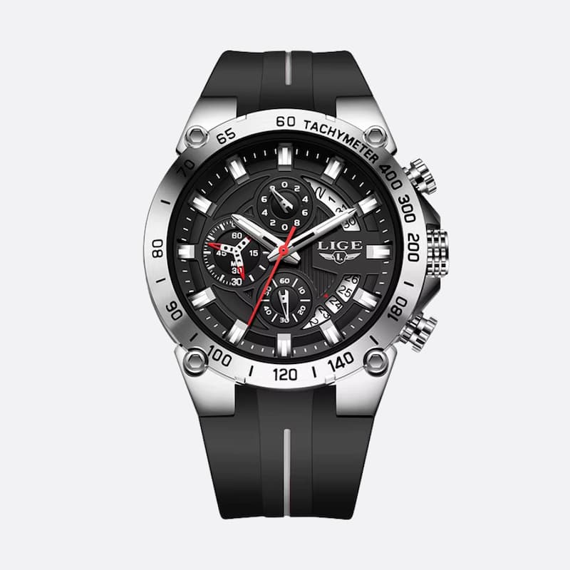 Montre militaire chronographe homme, bracelet silicone - vue 1 - Montrelio