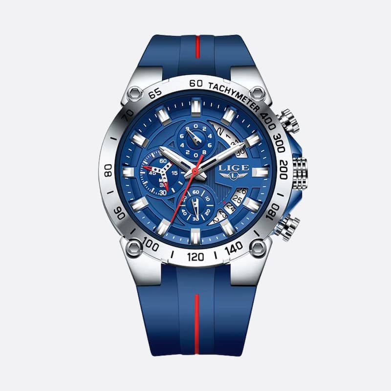 Montre militaire chronographe homme, bracelet silicone - vue 2 - Montrelio