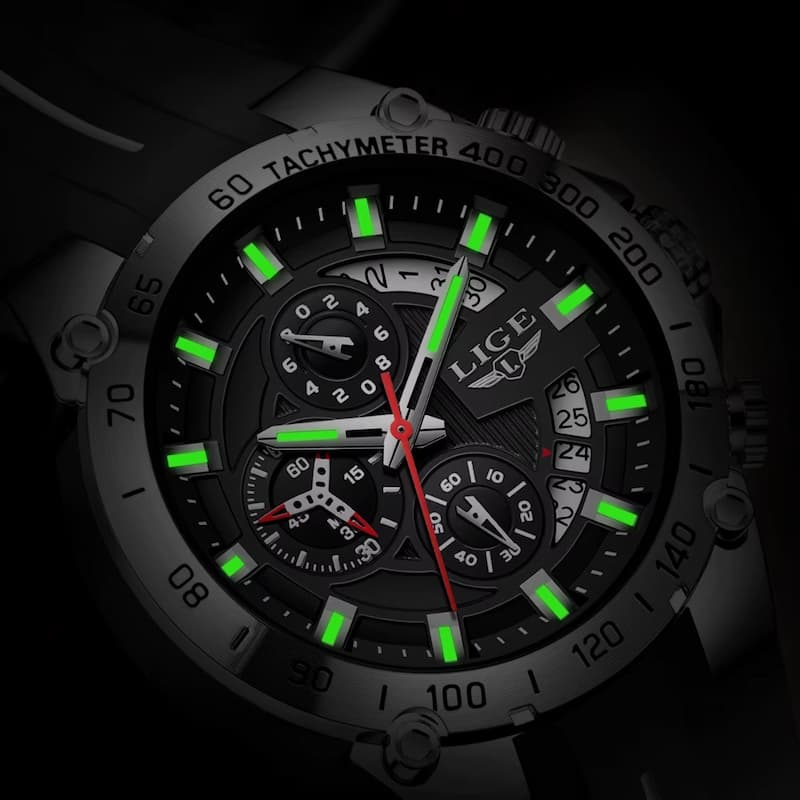 Montre militaire chronographe homme, bracelet silicone - vue 5 - Montrelio