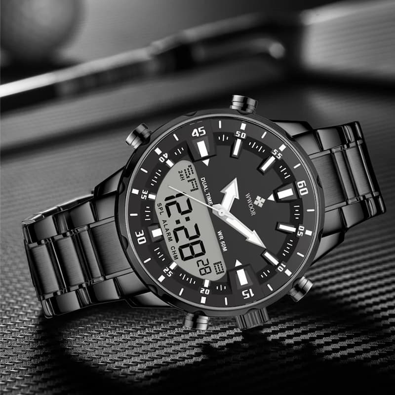 Montre militaire digitale quartz chronographe homme, Dual Display - vue 3 - Montrelio