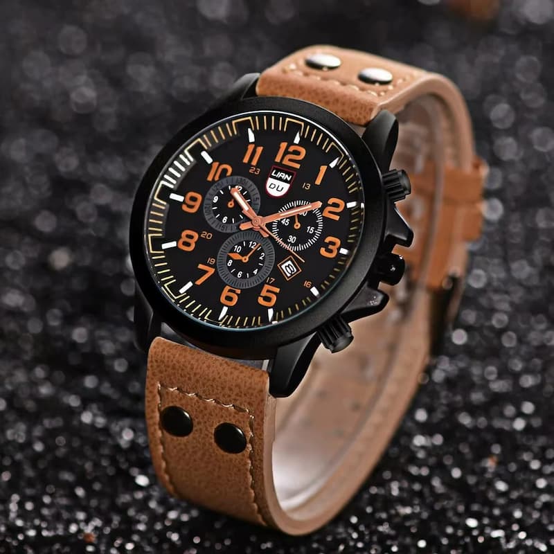 Montre militaire Homme Quartz avec Bracelet Cuir - vue 4 - Montrelio
