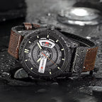 Montre militaire homme quartz étanche 45 mm avec bracelet cuir - vue 3 - Montrelio