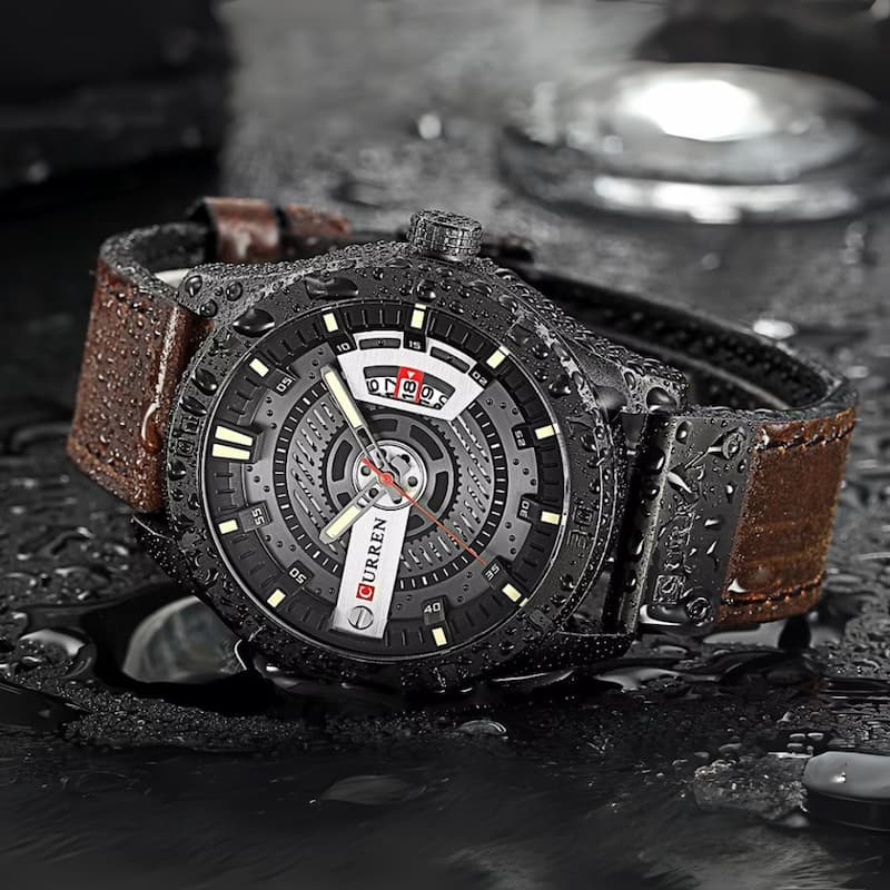 Montre militaire homme quartz étanche 45 mm avec bracelet cuir - vue 3 - Montrelio