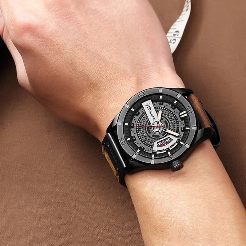 Montre militaire homme quartz étanche 45 mm avec bracelet cuir - vue 5 - Montrelio