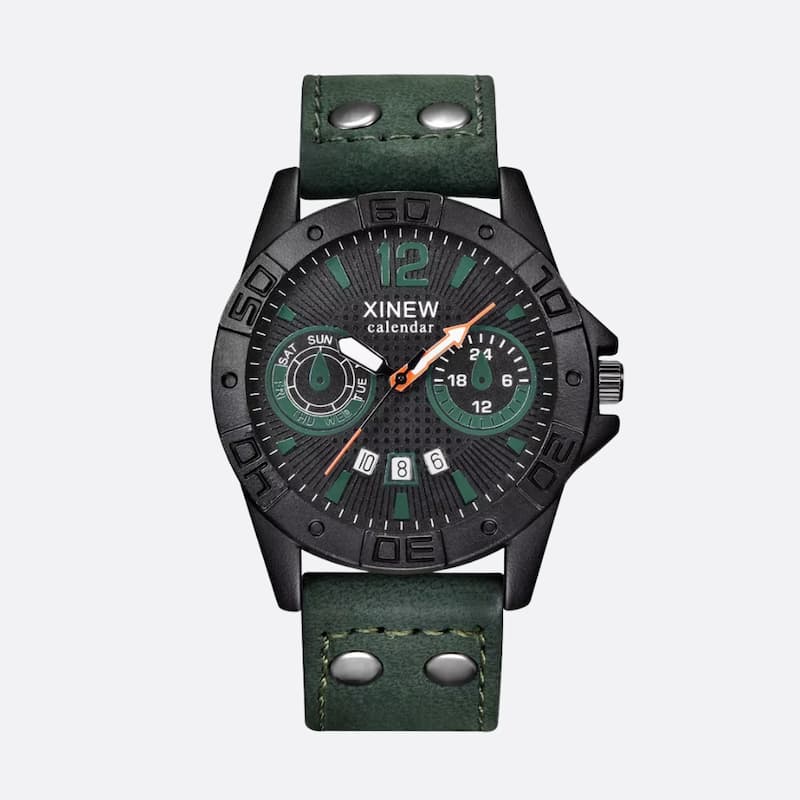 Montre militaire quartz homme bracelet cuir - vue 1 - Montrelio