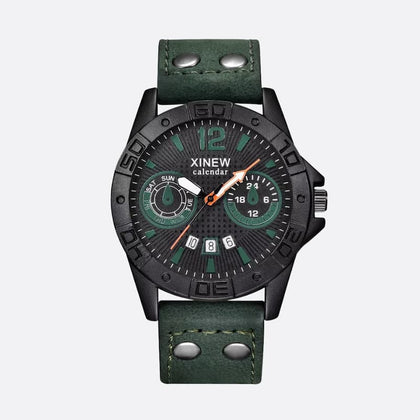 Montre militaire quartz homme bracelet cuir