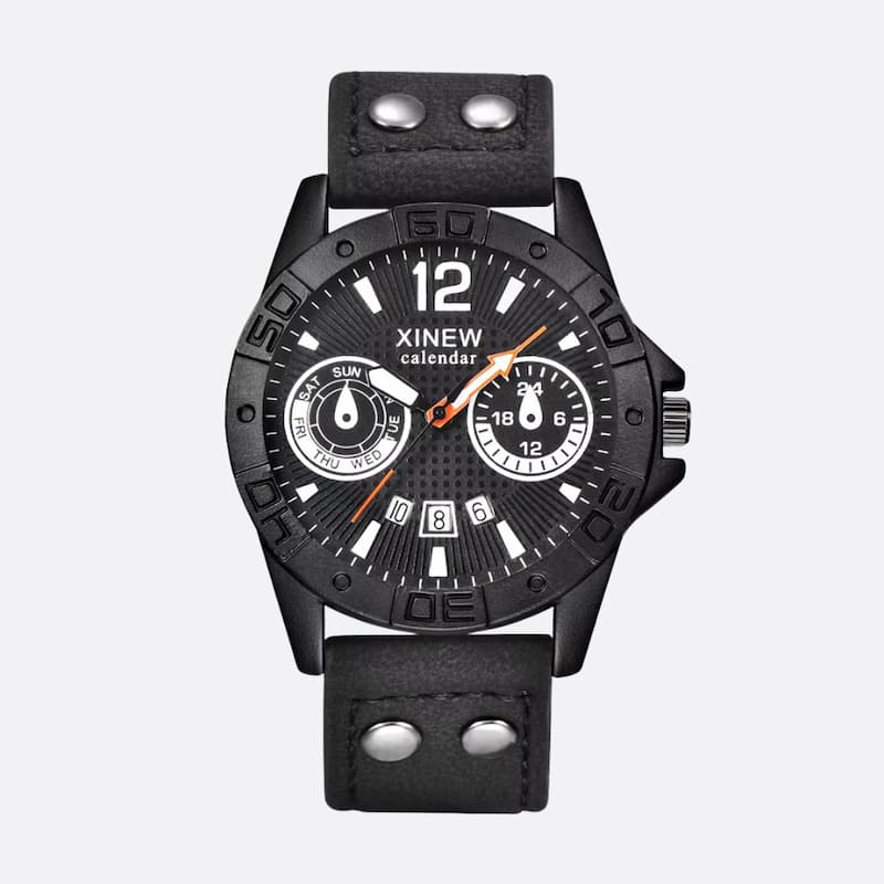 Montre militaire quartz homme bracelet cuir - vue 3 - Montrelio