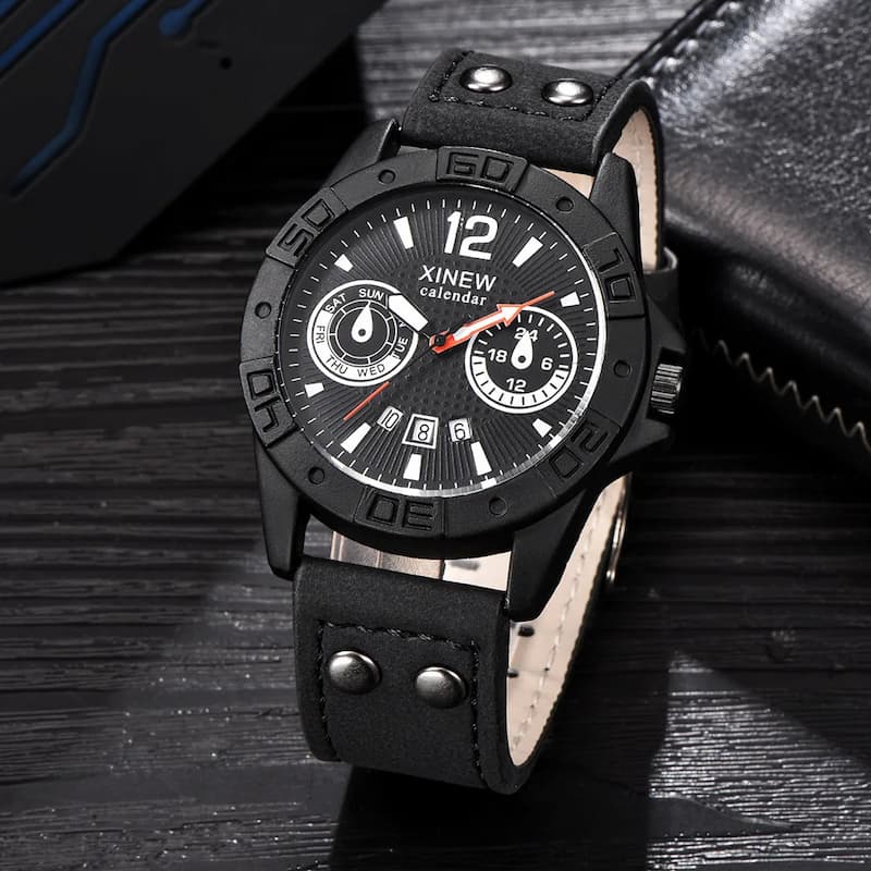 Montre militaire quartz homme bracelet cuir - vue 5 - Montrelio