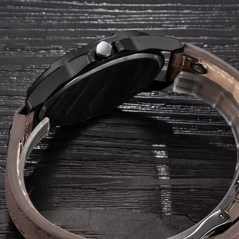 Montre militaire quartz homme bracelet cuir - vue 6 - Montrelio