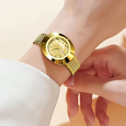 Montre quartz femme Ovale Dorée