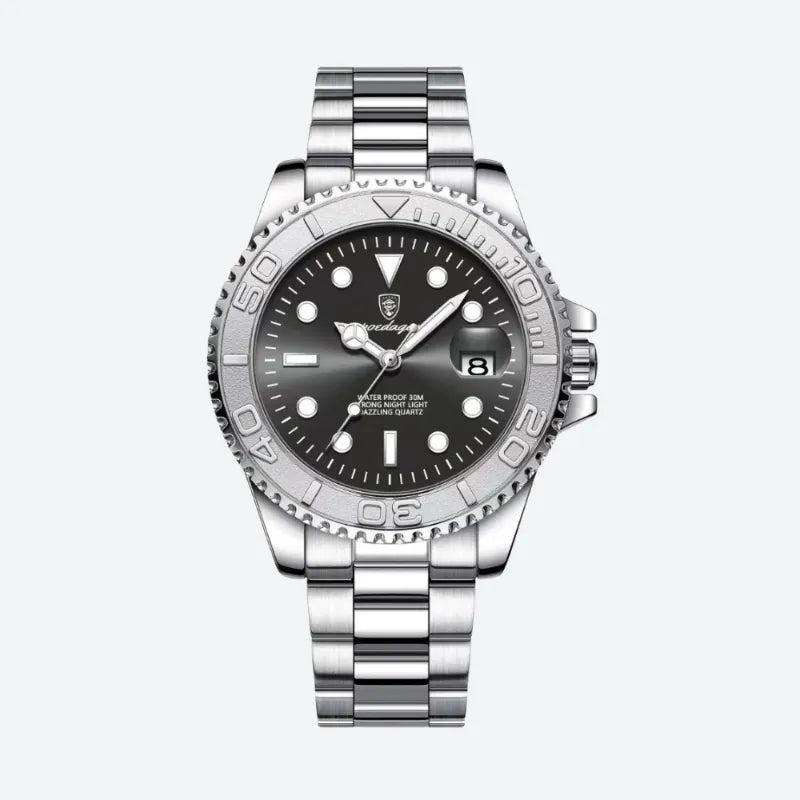 Montre à quartz homme style plongeur, vue de face