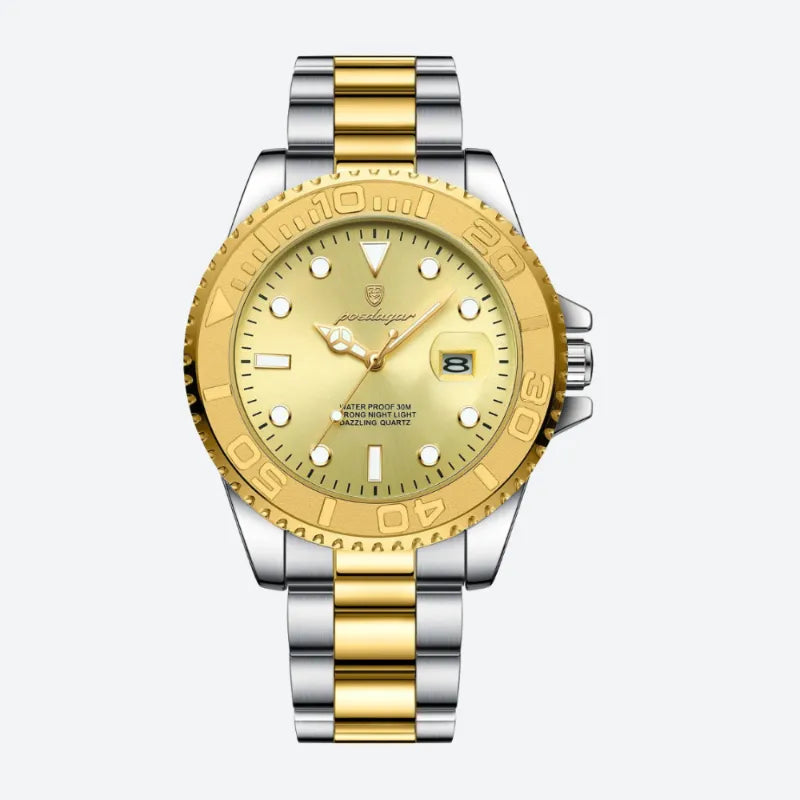 Montre à quartz homme style plongeur, vue de profil