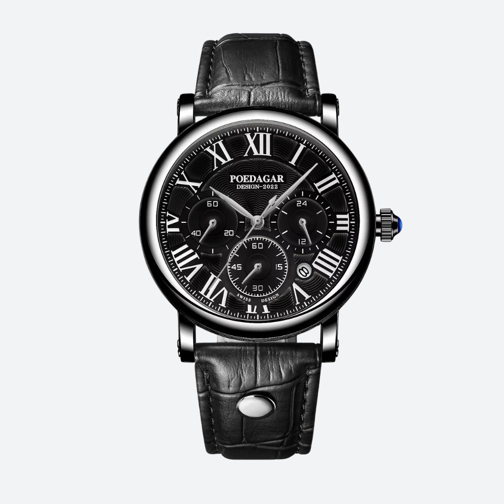 Montre Ronde Homme Chronographe Quartz Chiffres Romains - vue 1 - Montrelio