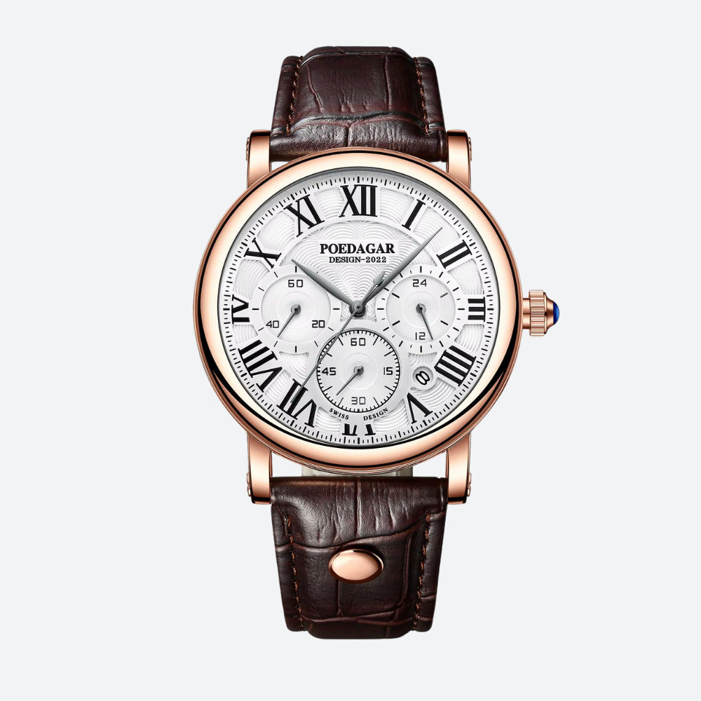 Montre Ronde Homme Chronographe Quartz Chiffres Romains - vue 2 - Montrelio