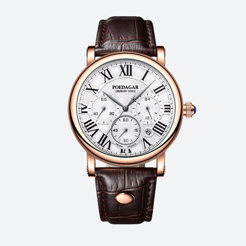 Montre Ronde Homme Chronographe Quartz Chiffres Romains - vue 2 - Montrelio