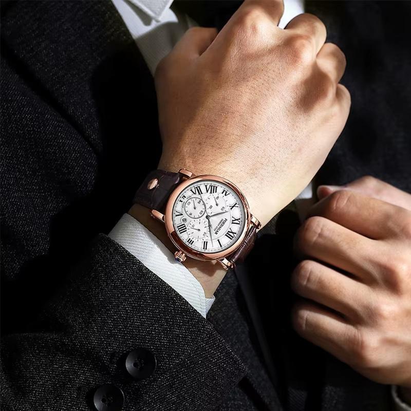 Montre Ronde Homme Chronographe Quartz Chiffres Romains - vue 3 - Montrelio