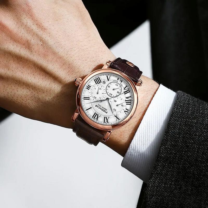 Montre Ronde Homme Chronographe Quartz Chiffres Romains - vue 5 - Montrelio