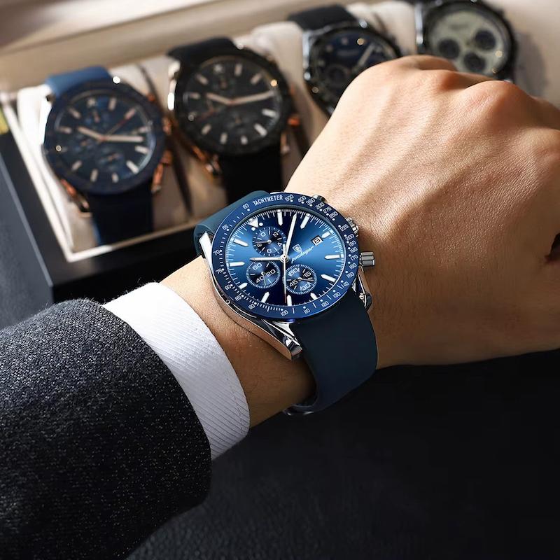 Montre Ronde Homme Chronographe Quartz Silicone - vue 4 - Montrelio