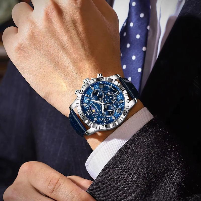 Montre Ronde Homme Chronographe Quartz, Verre Saphir - vue 4 - Montrelio