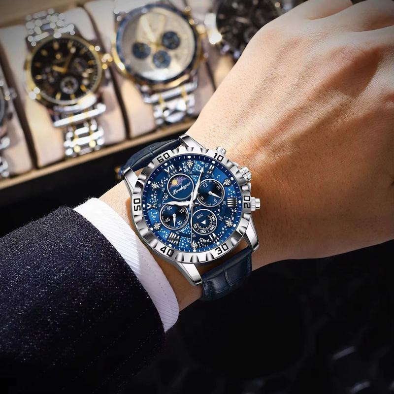 Montre Ronde Homme Chronographe Quartz, Verre Saphir - vue 5 - Montrelio