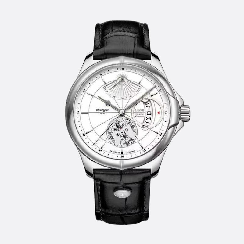 Montre Ronde Homme Cuir Quartz Date Élégante - vue 1 - Montrelio
