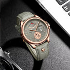 Montre Ronde Homme Cuir Quartz Date Élégante - vue 4 - Montrelio
