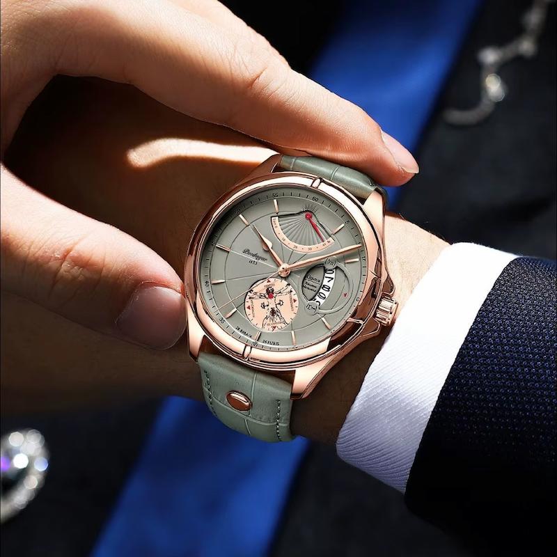 Montre Ronde Homme Cuir Quartz Date Élégante - vue 5 - Montrelio