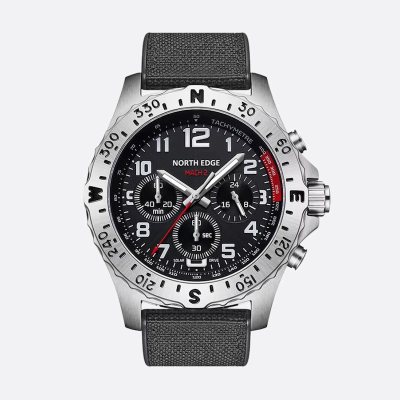 Montre solaire chronographe homme, cadran 44mm - vue 1 - Montrelio
