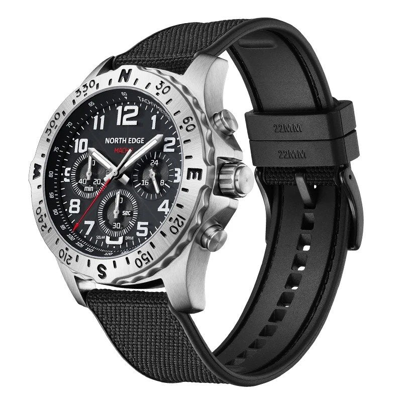 Montre solaire chronographe homme, cadran 44mm - vue 2 - Montrelio
