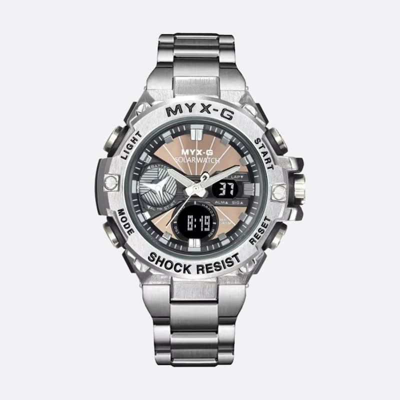 Montre solaire chronographe homme en acier - vue 1 - Montrelio